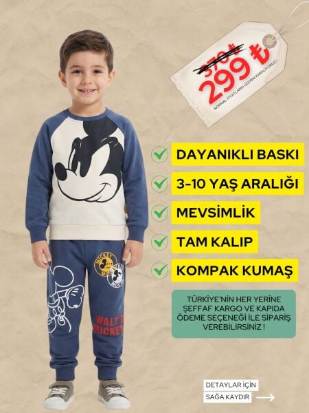 MEVSİMLİK 3-10 MİCKEY BASKILI TAKIM
