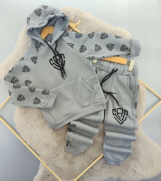 Kendinden desenli kapşonlu takım