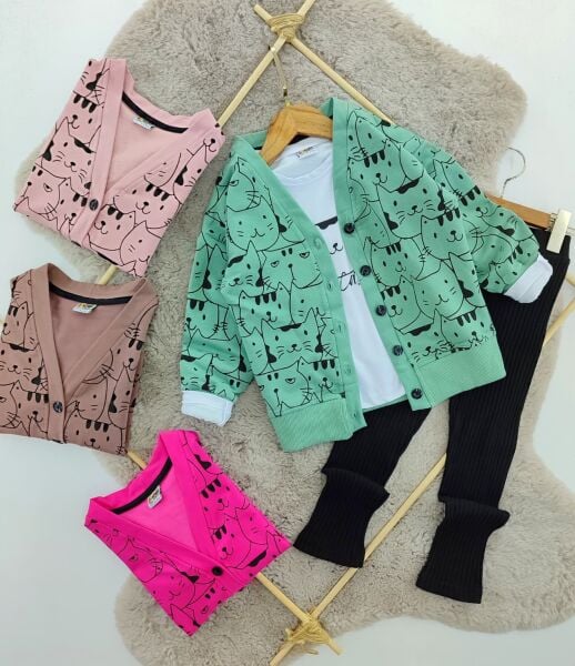 Kedi Baskılı 3lü Takım