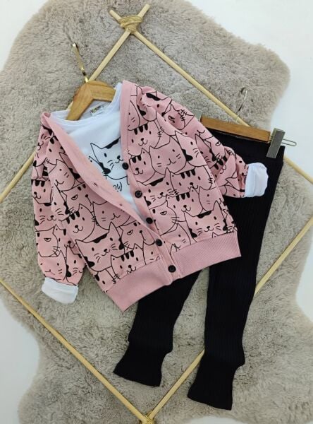 Kedi Baskılı 3lü Takım