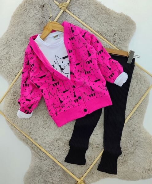 Kedi Baskılı 3lü Takım