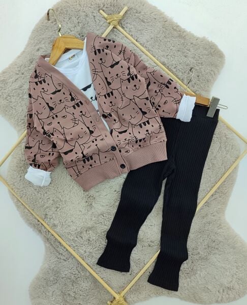 Kedi Baskılı 3lü Takım