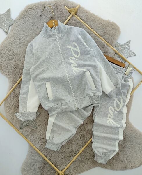 Pink Baskılı Ceketli Takım