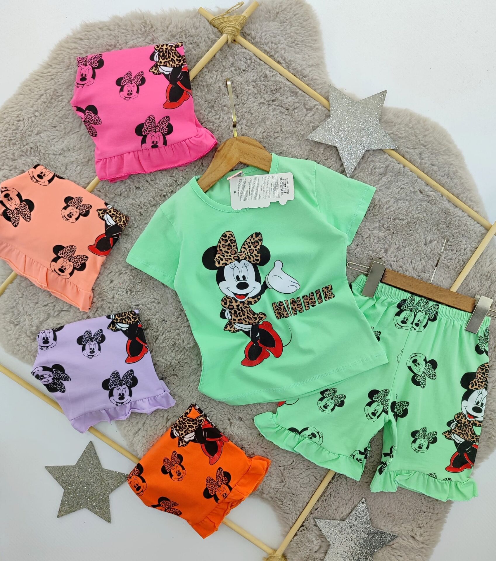 Minnie mause şort desenli pamuk takım