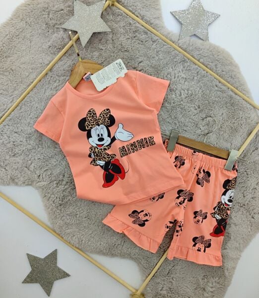 Minnie mause şort desenli pamuk takım