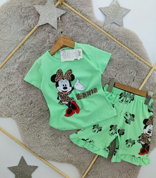 Minnie mause şort desenli pamuk takım