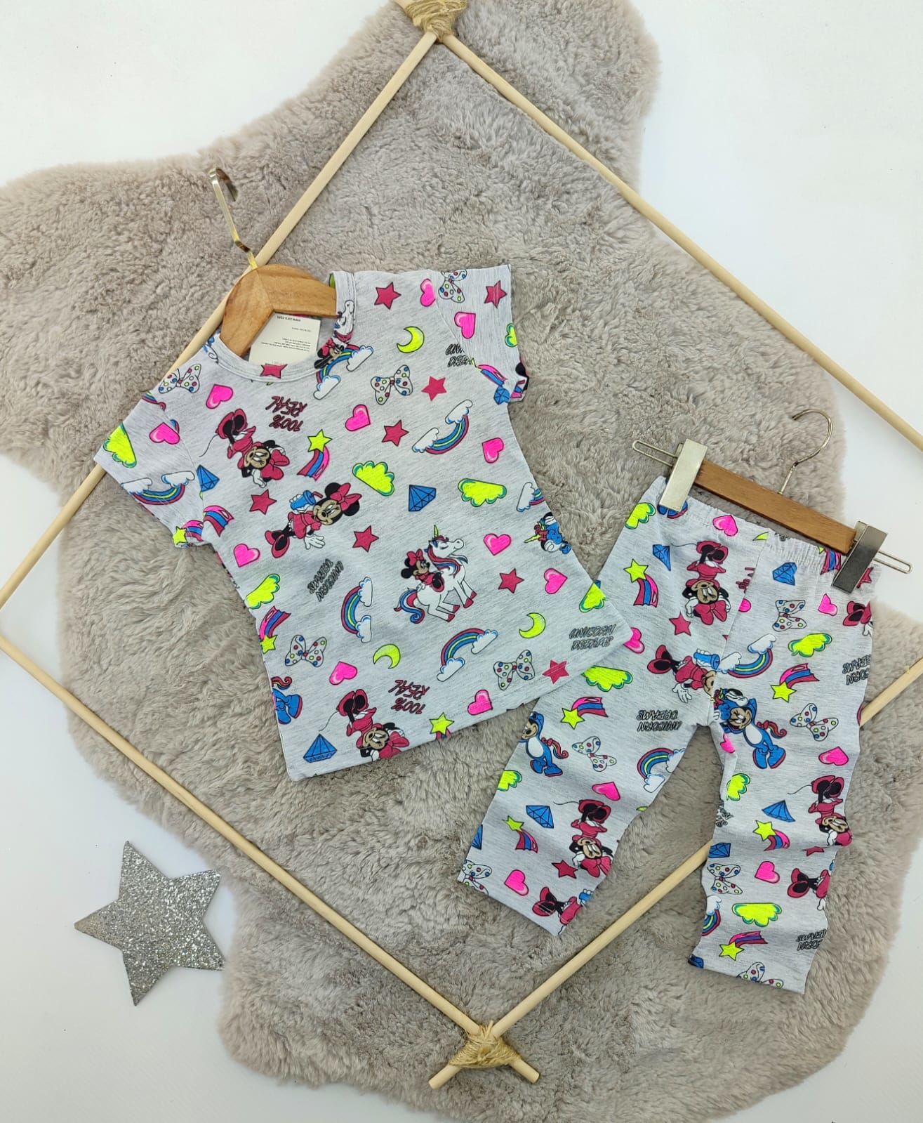 Minnie mouse taytlı takım (gri)