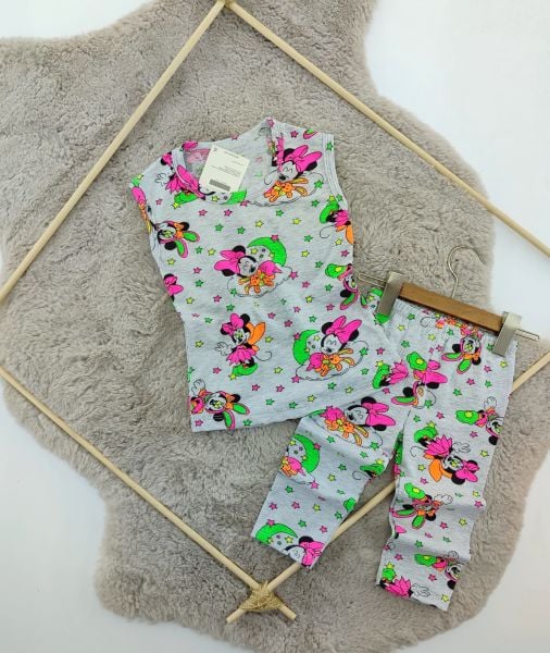 Minnie mouse sıfır kol taytlı takım (gri)