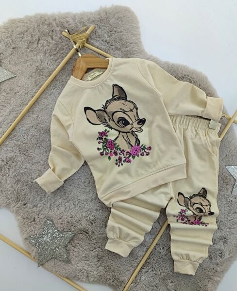 Bambi baskılı pamuklu takım