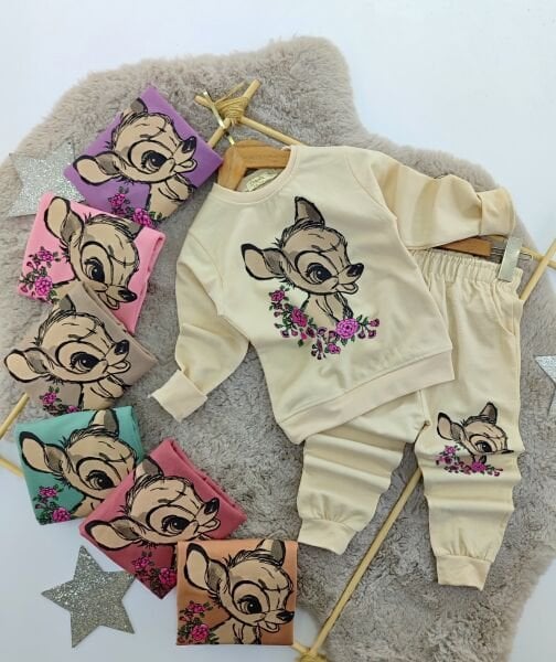 Bambi baskılı pamuklu takım