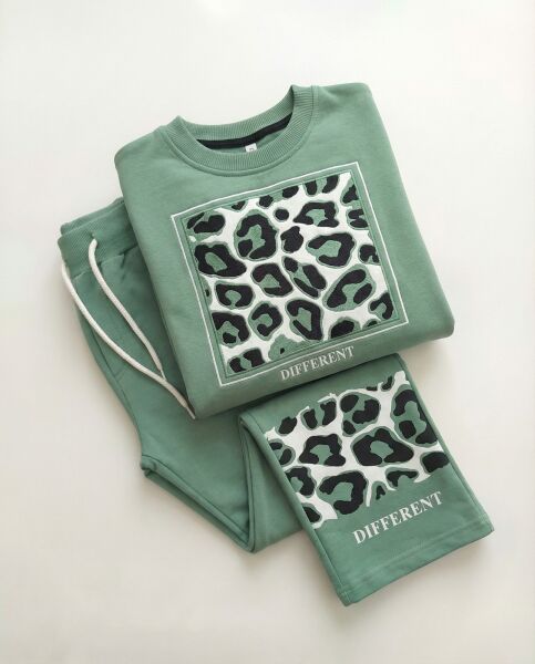 SU YEŞİLİ LEOPAR DESEN TAKIM