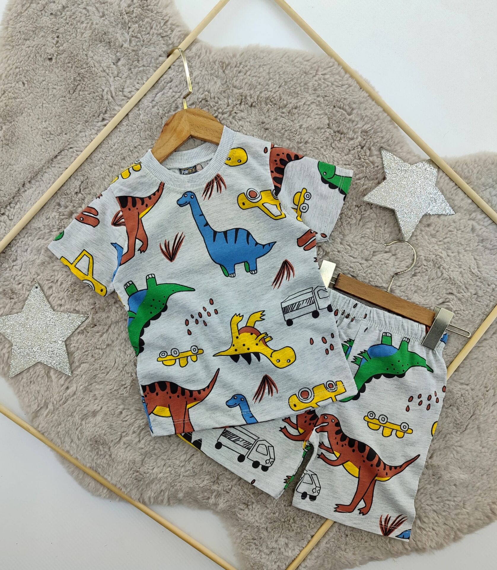 Karışık Dinazor desen erkek pijama