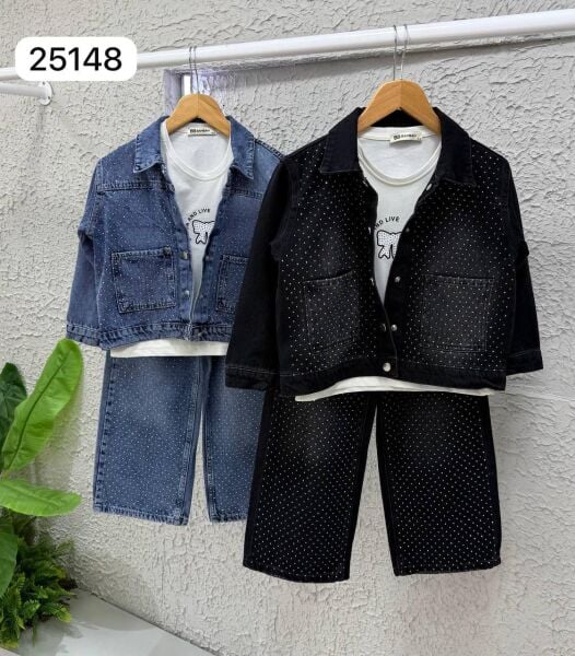 WOW TAŞLI KOT 3 LÜ KIZ TAKIM