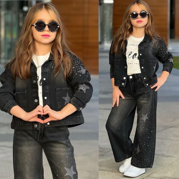 YILDIZ TAŞLI KOTLU 3 LÜ KIZ TAKIM