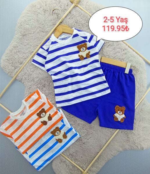 Kskn bear çizgili  nakışlı takım