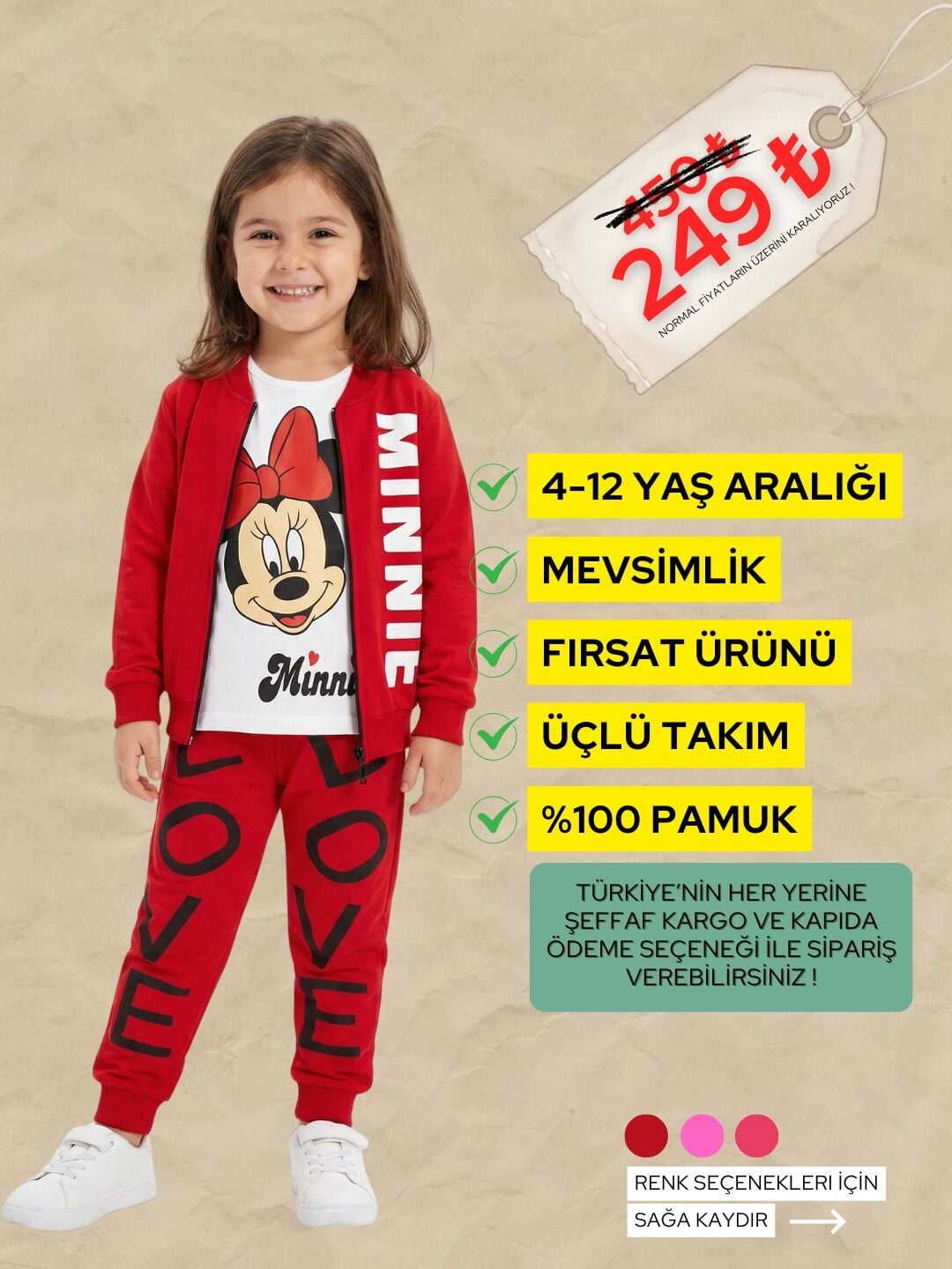 DISNEY MINNIE MOUSE 3 LÜ TAKIM